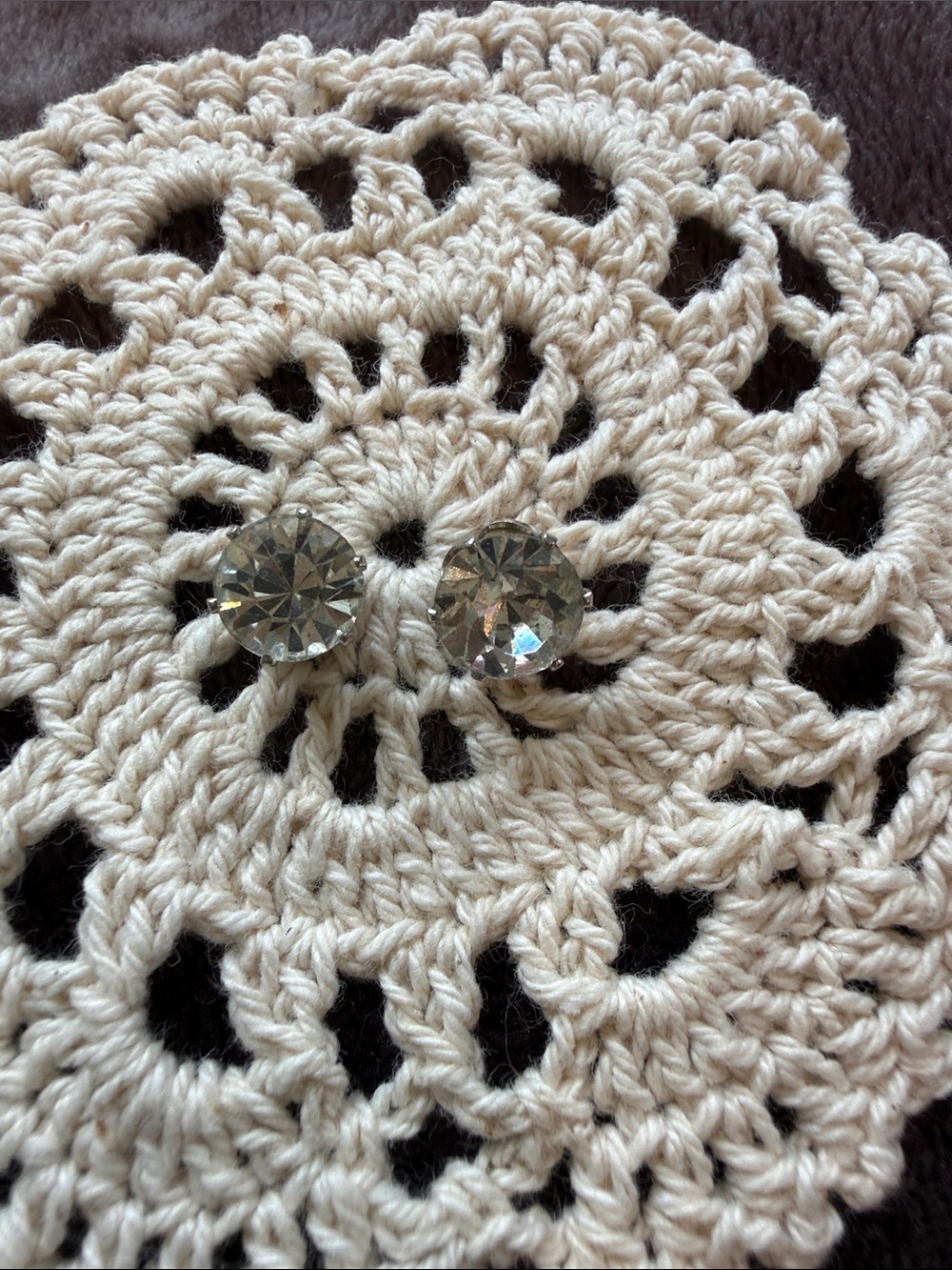 Clear Faceted Round Crystal Stud Earrings - Unbranded